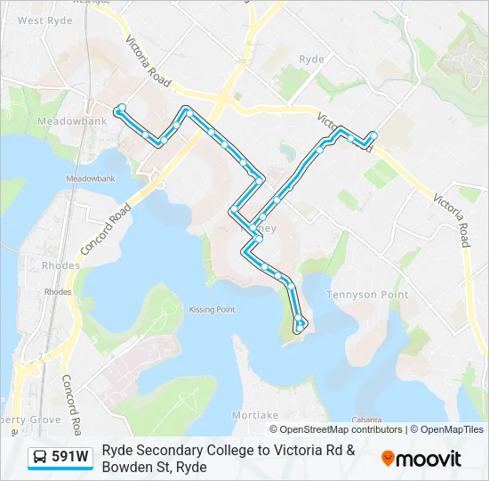 591W Bus Line Map