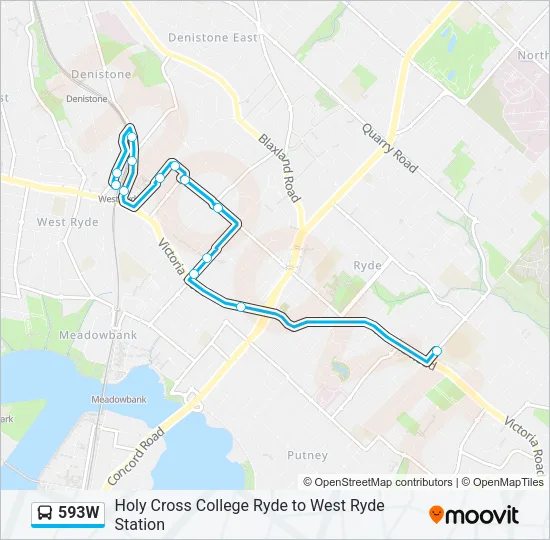 593W Bus Line Map