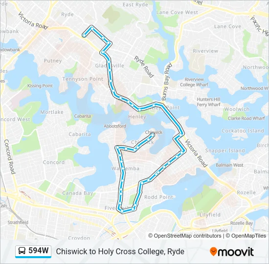 594W Bus Line Map