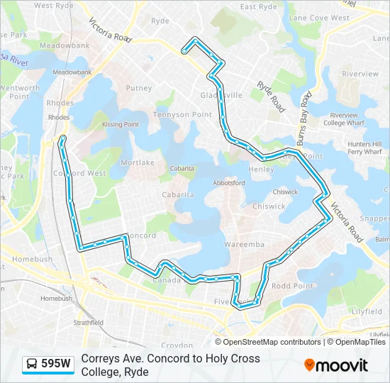 595W Bus Line Map