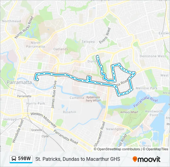 598W Bus Line Map