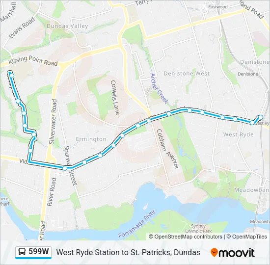 599W Bus Line Map
