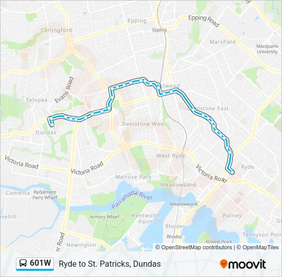 601W Bus Line Map