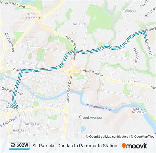 602W Bus Line Map