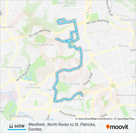 605W Bus Line Map