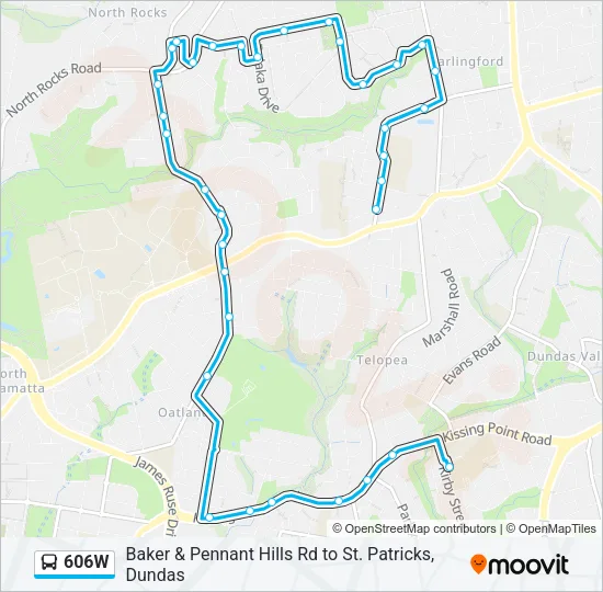 606W Bus Line Map