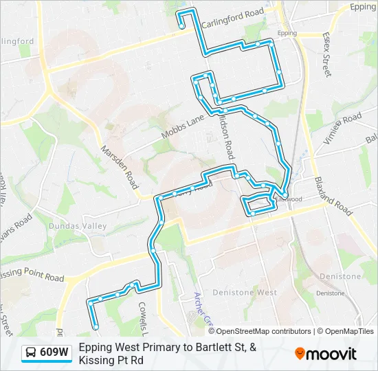609W Bus Line Map