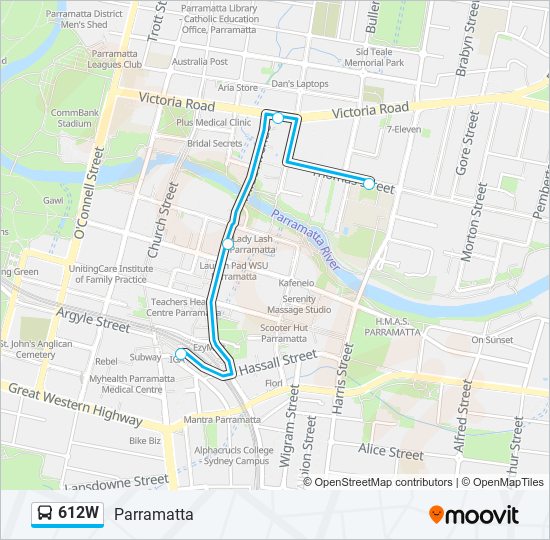 612W bus Line Map