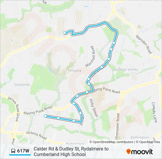 617W Bus Line Map