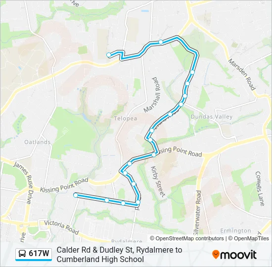 617W Bus Line Map