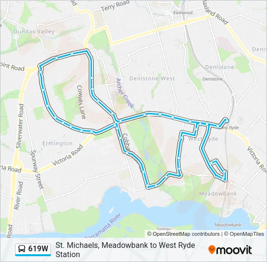 619W Bus Line Map