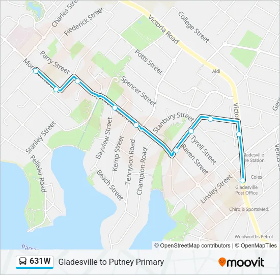 631W Bus Line Map