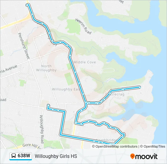 638W Bus Line Map