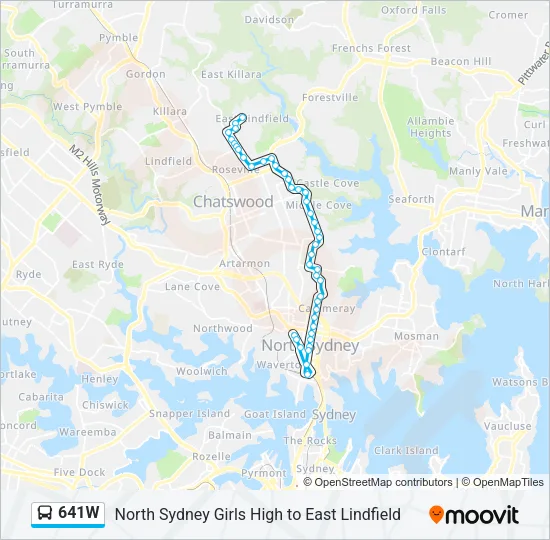 641W Bus Line Map