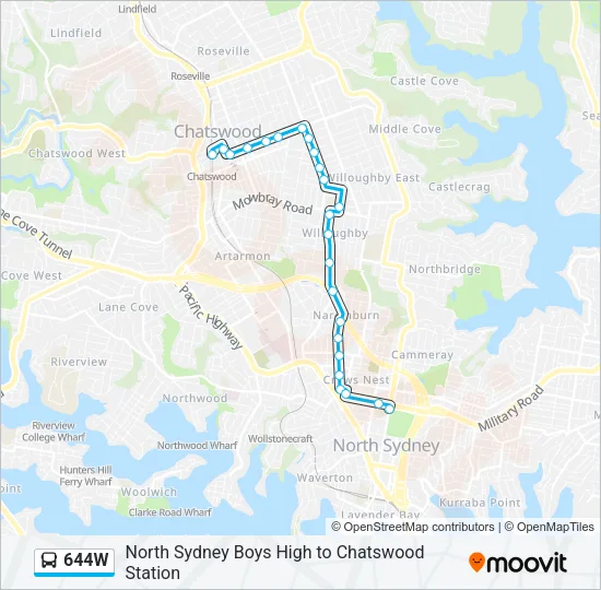 644W Bus Line Map