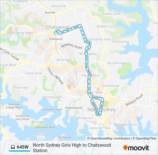 645W Bus Line Map