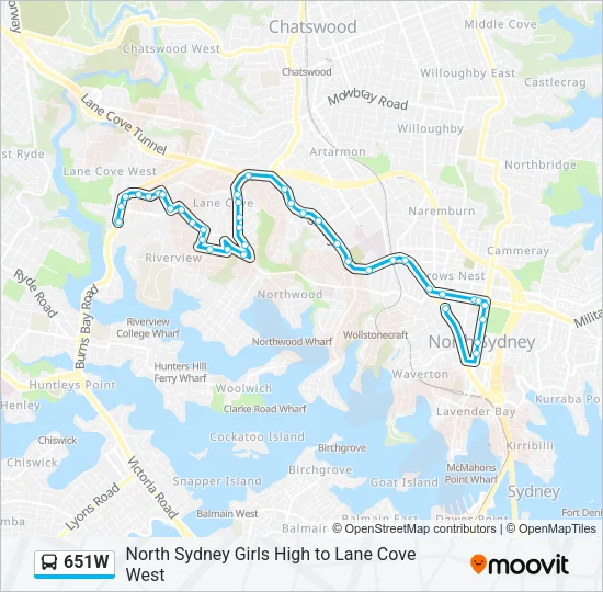 651W Bus Line Map