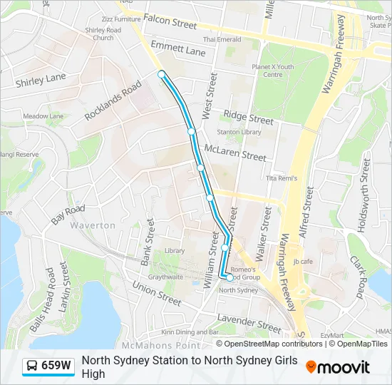 659W Bus Line Map