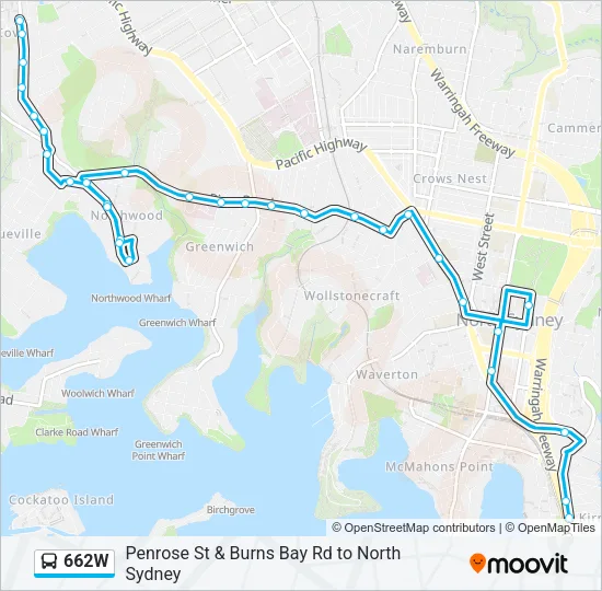 662W Bus Line Map
