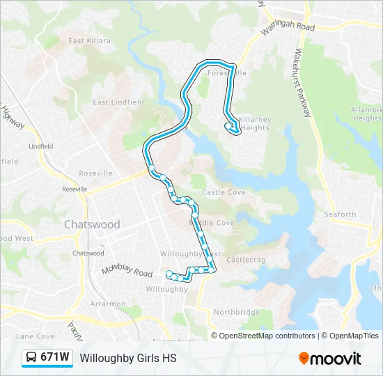 671W Bus Line Map