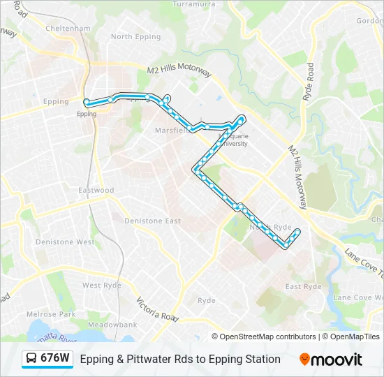 676W Bus Line Map