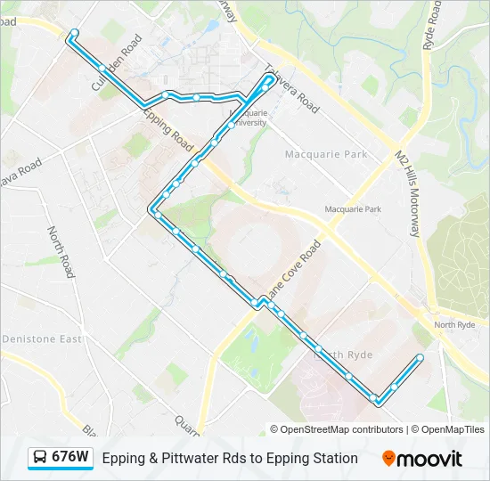 676W Bus Line Map