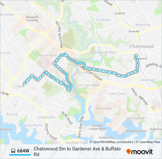 684W Bus Line Map