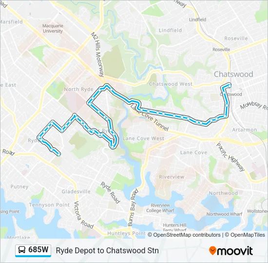 685W Bus Line Map
