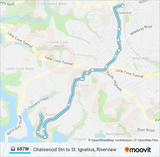 687W Bus Line Map