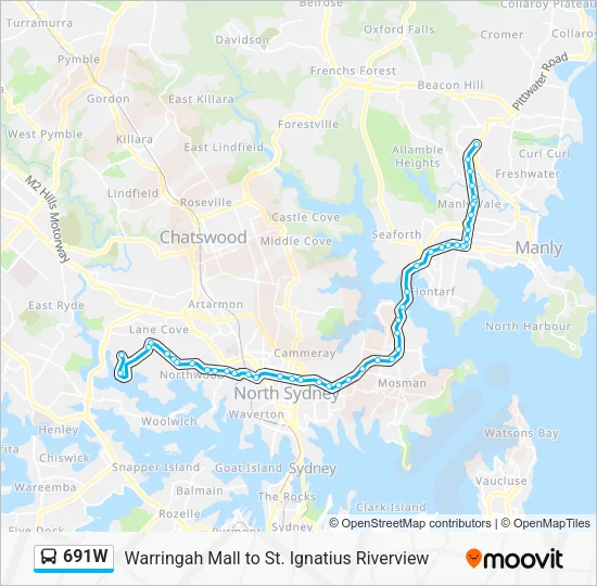 691W Bus Line Map
