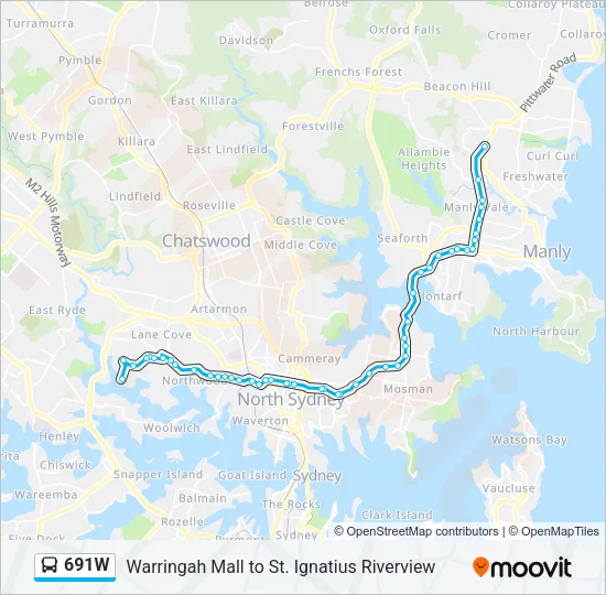 691W Bus Line Map
