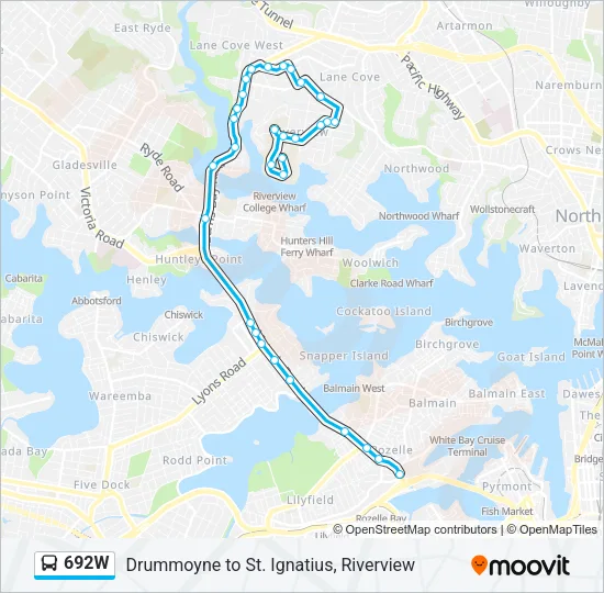 692W Bus Line Map