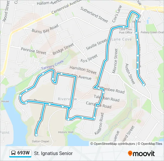 693W Bus Line Map