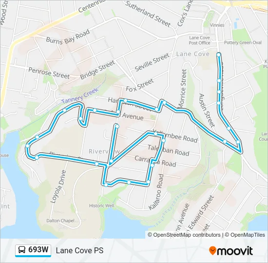 693W Bus Line Map