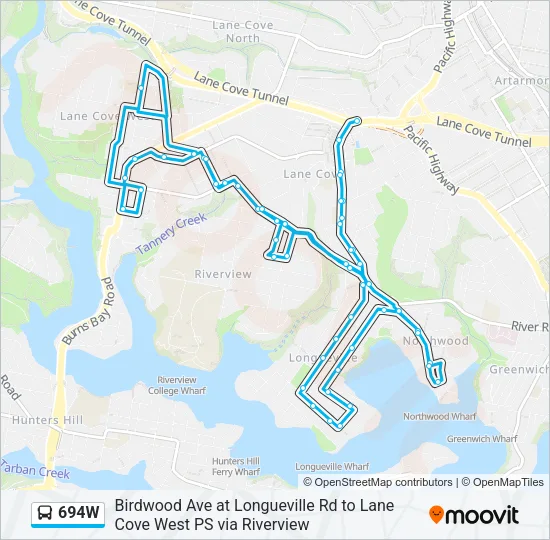 694W Bus Line Map