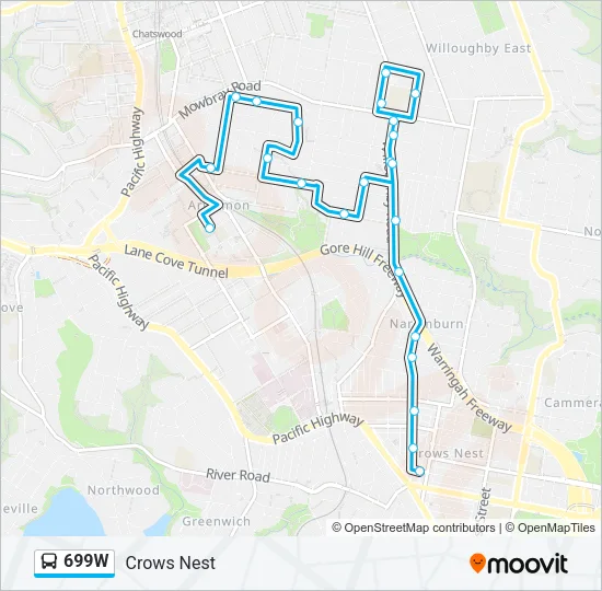 699W Bus Line Map