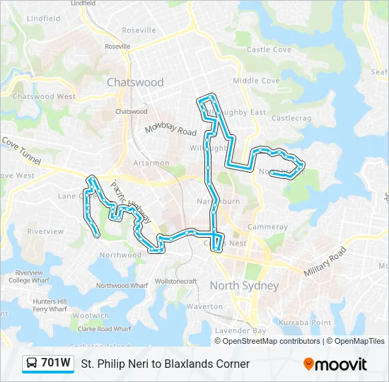701W Bus Line Map