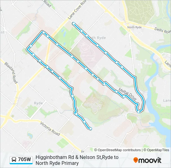 705W Bus Line Map