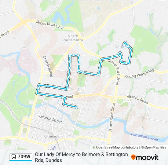 709W Bus Line Map
