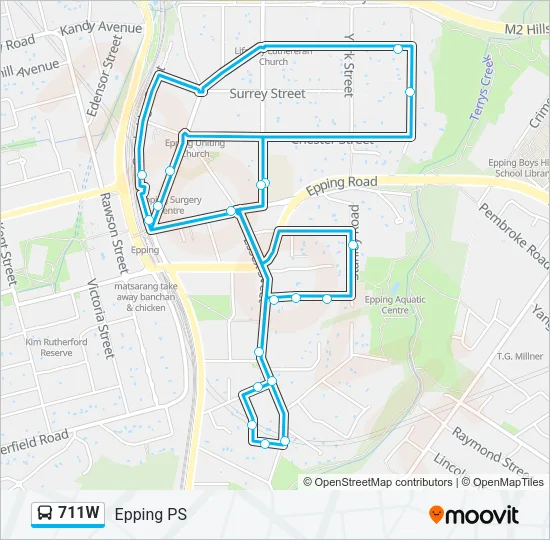 711W Bus Line Map