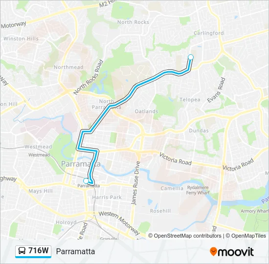 716W Bus Line Map