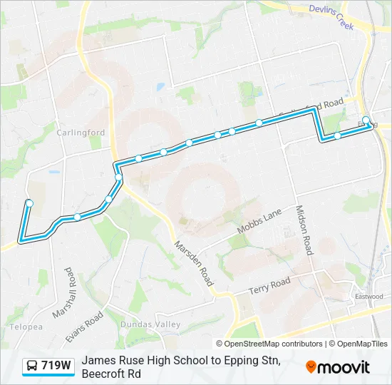 719W Bus Line Map