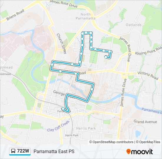 722W bus Line Map