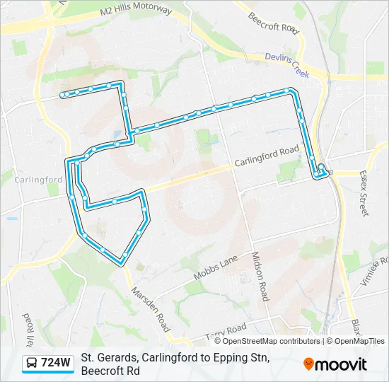 724W Bus Line Map