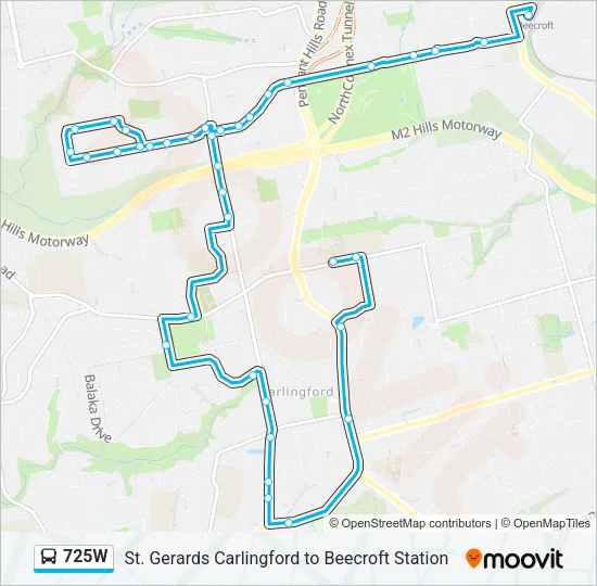 725W Bus Line Map