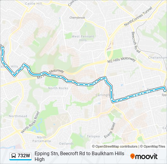 732W bus Line Map