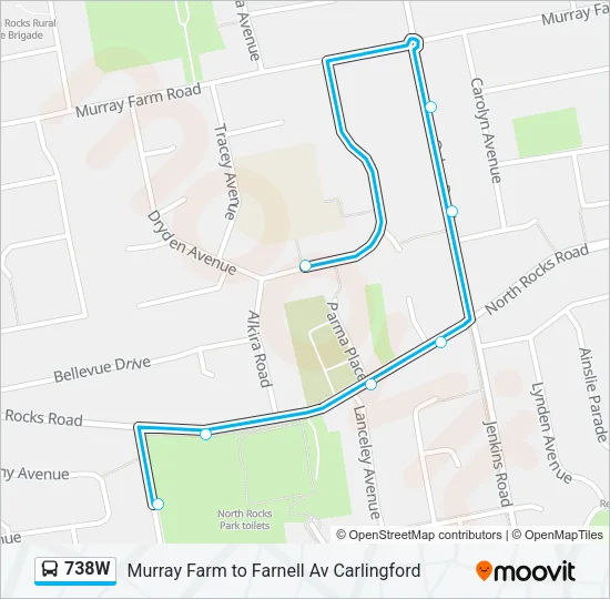 738W Bus Line Map