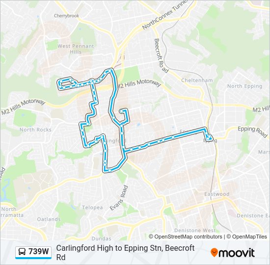 Mapa de 739W de autobús