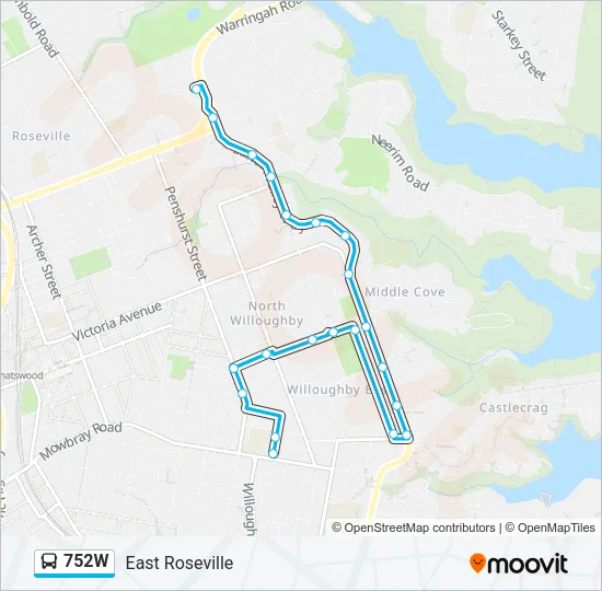 752W Bus Line Map