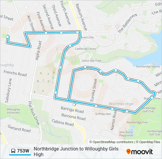 753W Bus Line Map